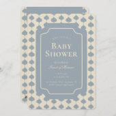 Ogee Stripe Geometric Gender Neutral Beige Blue 招待状 (正面/裏面)