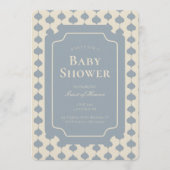 Ogee Stripe Geometric Gender Neutral Beige Blue 招待状 (正面)