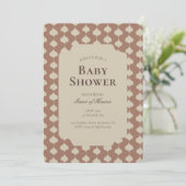 Ogee Stripe Geometric Gender Neutral Beige Brown 招待状 (スタンド正面)