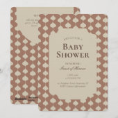 Ogee Stripe Geometric Gender Neutral Beige Brown 招待状 (正面/裏面)