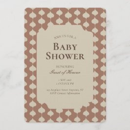 Ogee Stripe Geometric Gender Neutral Beige Brown 招待状