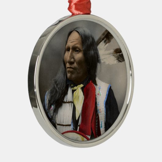 Oglalaスー族1899のインディアンのヴィンテージの叫び メタルオーナメント (右)