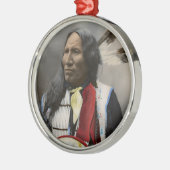 Oglalaスー族1899のインディアンのヴィンテージの叫び メタルオーナメント (左)