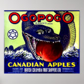 Ogopogo Canadian apples fruit crate label ポスター (正面)