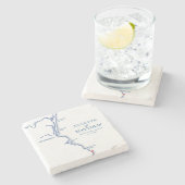 Ogunquitメイン州の目的地の結婚式のお願い ストーンコースター (横)