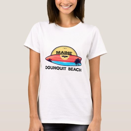 Ogunquit Beach Maine Surfboard Beach Surfing Tシャツ (正面)