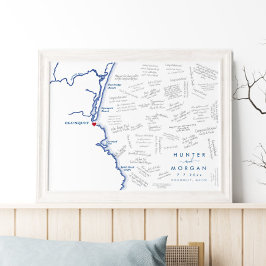 Ogunquit Maineの結婚ゲストモダンブックポスター ポスター