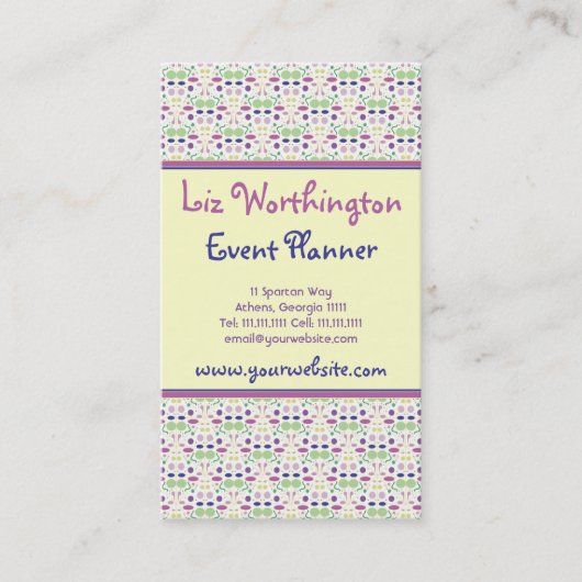 Ohそうかわいらしいピンクおよび緑の水玉模様のパーティー 名刺 (正面)
