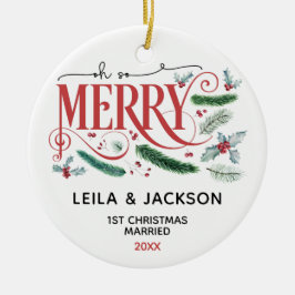 Ohそうメリーな休日のクリスマスのカップル セラミックオーナメント