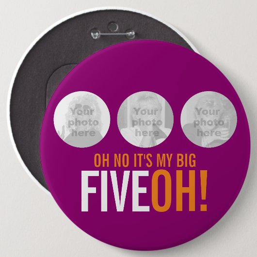 Ohそれは私の大きいFIVEOHではないです! 50の写真のピンクボタン 缶バッジ (正面&裏面)