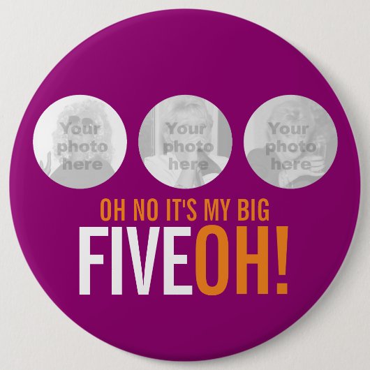 Ohそれは私の大きいFIVEOHではないです! 50の写真のピンクボタン 缶バッジ (正面)