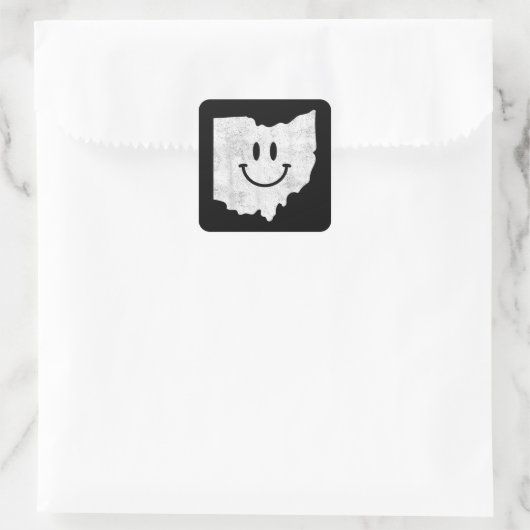 OHで笑顔 – オハイオおもしろいハッピー顔 スクエアシール (バッグ)