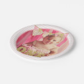 Ohどのようなおもしろいをワンピンク&金ゴールドファースト誕生日 ペーパープレート (アングル)