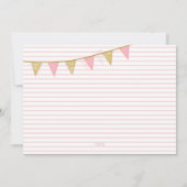 Ohどのようなおもしろいをワンピンク&金ゴールドファースト誕生日 招待状 (裏面)