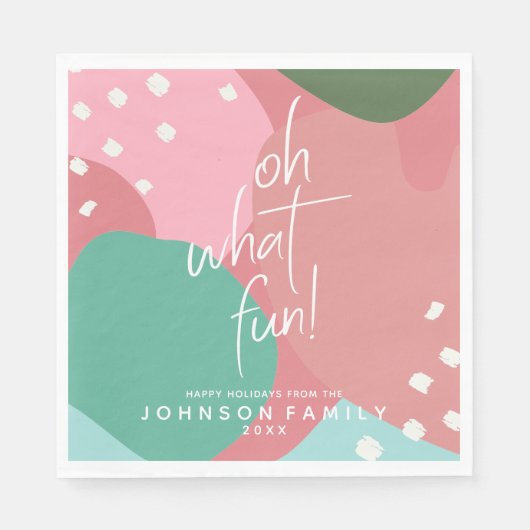 Ohどんなおもしろいのカラフルでモダンで抽象的なクリスマス スタンダードランチョンナプキン (正面)