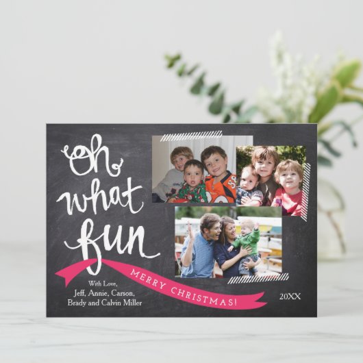 Ohどんなおもしろいのリボンの休日の写真カード シーズンカード (スタンド正面)