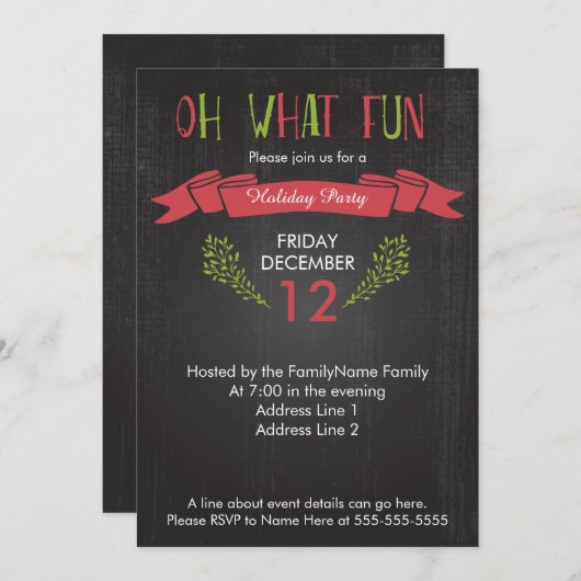 Ohどんなおもしろいの休日のパーティの招待状 招待状 (正面/裏面)