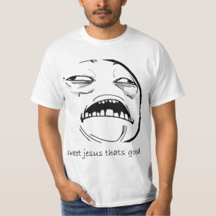 Ohよい激怒の顔のミームである甘いイエス・キリスト Tシャツ