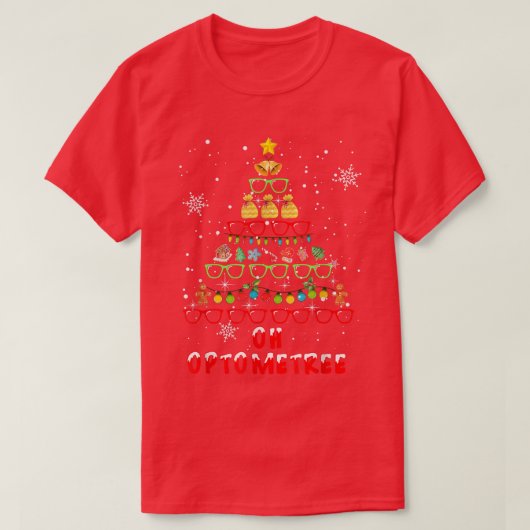 OhオプトメツリークリスマスツリーメリークリスマスオプティシャンN Tシャツ (デザイン正面)