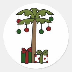 Ohクリスマスのヤシの木 ラウンドシール