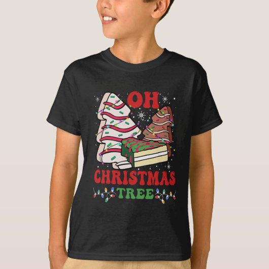 Ohクリスマスツリーケーキクリスマスライトマおもしろいッチング Tシャツ (正面)