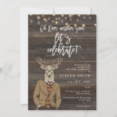 Ohシカの素朴な木は誕生会をつけます 招待状 (正面)