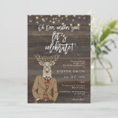 Ohシカの素朴な木は誕生会をつけます 招待状 (スタンド正面)