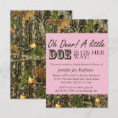 Ohシカは彼女の方法に、小さい雌ジカあります! 迷彩柄の招待 招待状 (正面/裏面)