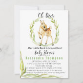 Ohシカは私達の小さい木びき台ほとんどここにベビーシャワーいます 招待状 (正面)