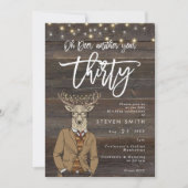 ohシカ素朴な木ライト第30誕生日 招待状 (正面)