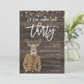 ohシカ素朴な木ライト第30誕生日 招待状 (スタンド正面)