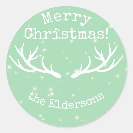 Ohシカ、それはクリスマス[緑] -休日のステッカーです ラウンドシール (正面)