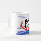 "Ohシカ! "シカのhornesおよび雪と コーヒーマグカップ (正面左)