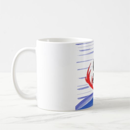 "Ohシカ! "シカのhornesおよび雪と コーヒーマグカップ (左)