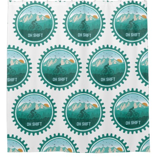 OHシフトレトロマウンテンバイクヴィンテージMTBサイクリング シャワーカーテン (正面)