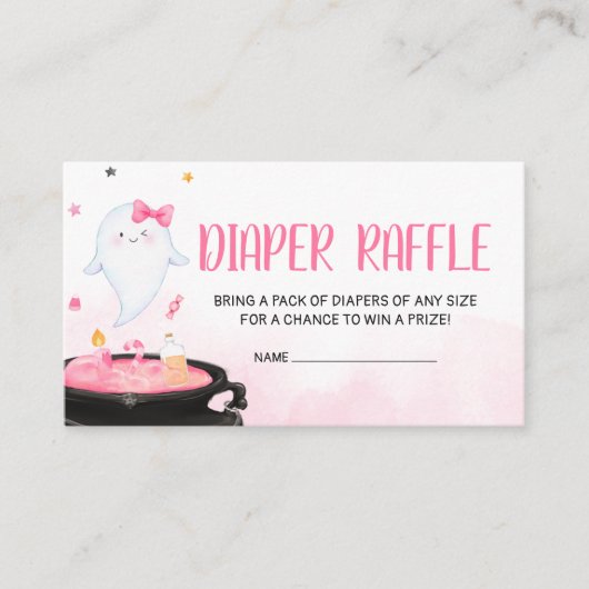 Ohシートグウルハロウィーンベビージャーシャワーおむつラッフル エンクロージャーカード (正面)