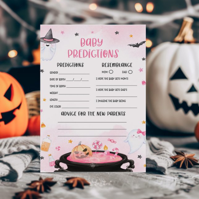 Ohシートグウルハロウィーンベビー予測ゲーム (Pink Oh Sheet Baby Shower Baby Predictions Game)