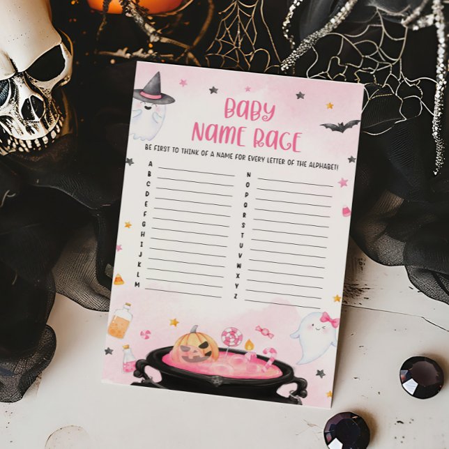 Ohシートグールハロウィーンベビー名レースゲーム (Pink Oh Sheet Baby Shower Baby Name Race Game)