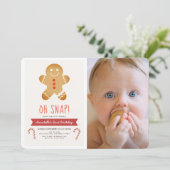 Ohスナップジンジャーブレッドマンキッズフォト誕生日 招待状 (スタンド正面)