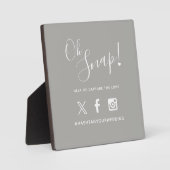 Ohスナップハッシュタグ結婚のシンプル文字（白） フォトプラーク (正面)