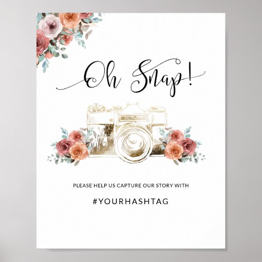 Ohスナップハッシュタグ、カメラ、Etherealフローラ記号 ポスター (正面)