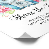 Ohスナップヴィンテージカメラ結婚ハッシュタグのサイン ポスター (角)