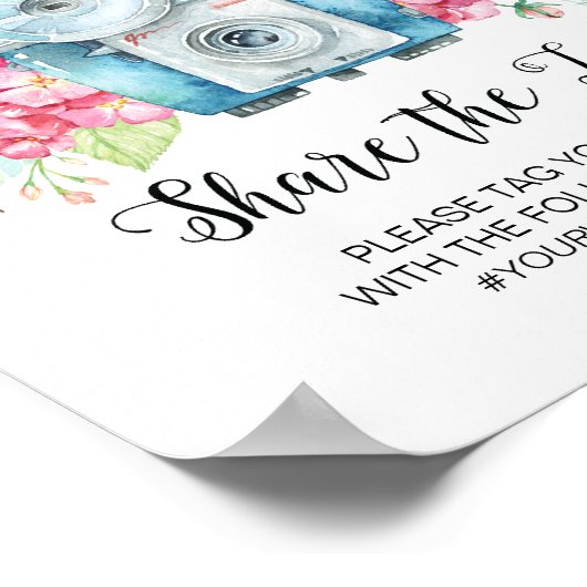 Ohスナップヴィンテージカメラ結婚ハッシュタグのサイン ポスター (角)