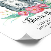 Ohスナップヴィンテージカメラ結婚ハッシュタグのサイン ポスター (角)