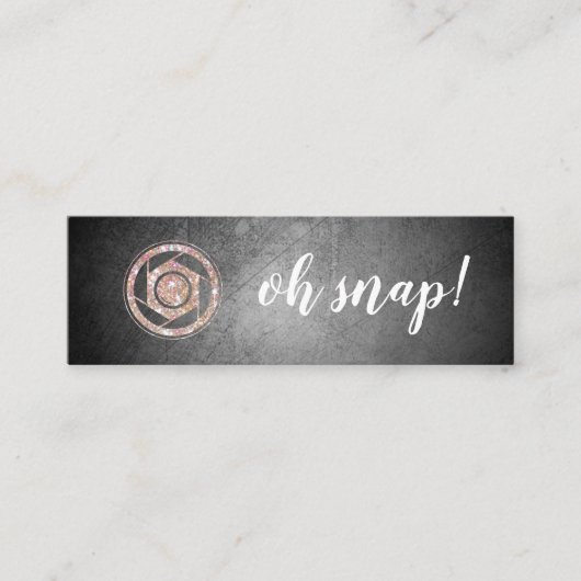 Ohスナップ! グリッターのカメラマンの小型名刺 スキニー名刺 (正面)