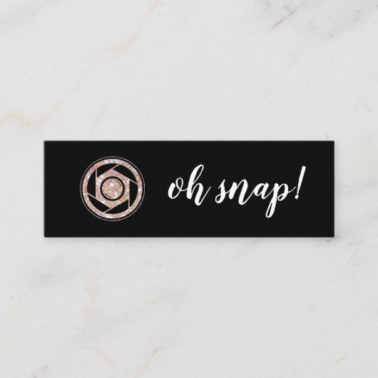 Ohスナップ! グリッターのカメラマンの小型名刺 スキニー名刺 (正面)