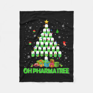 Ohファーマツリークリスマスツリー薬局の薬P フリースブランケット