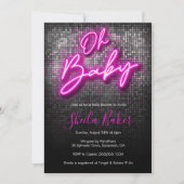 Ohベビーきらめくネオンベビーシャワー招待状 招待状 (正面)