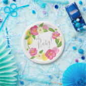 Ohベビーの柑橘類レモン花のベビーシャワーレモンは上がりました ペーパープレート (パーティー)