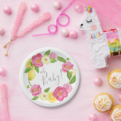 Ohベビーの柑橘類レモン花のベビーシャワーレモンは上がりました ペーパープレート (パーティー)